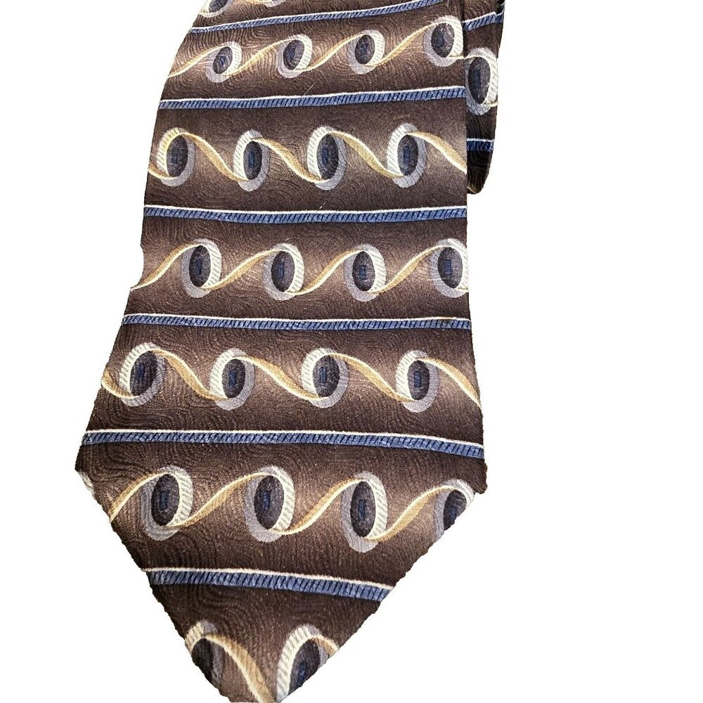 VTG Necktie Mens Tie Gianfranco Ruffini Italy Imported Silk Striped Brown USA
